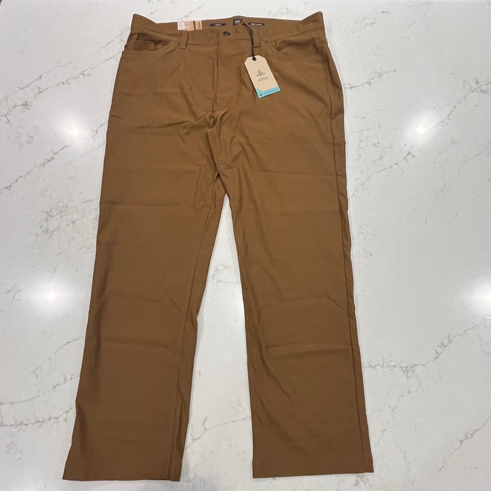 prAna NEW Brion Slim Pant II Mens 40x30 Brown Slim Fit Water Repellent Hiking